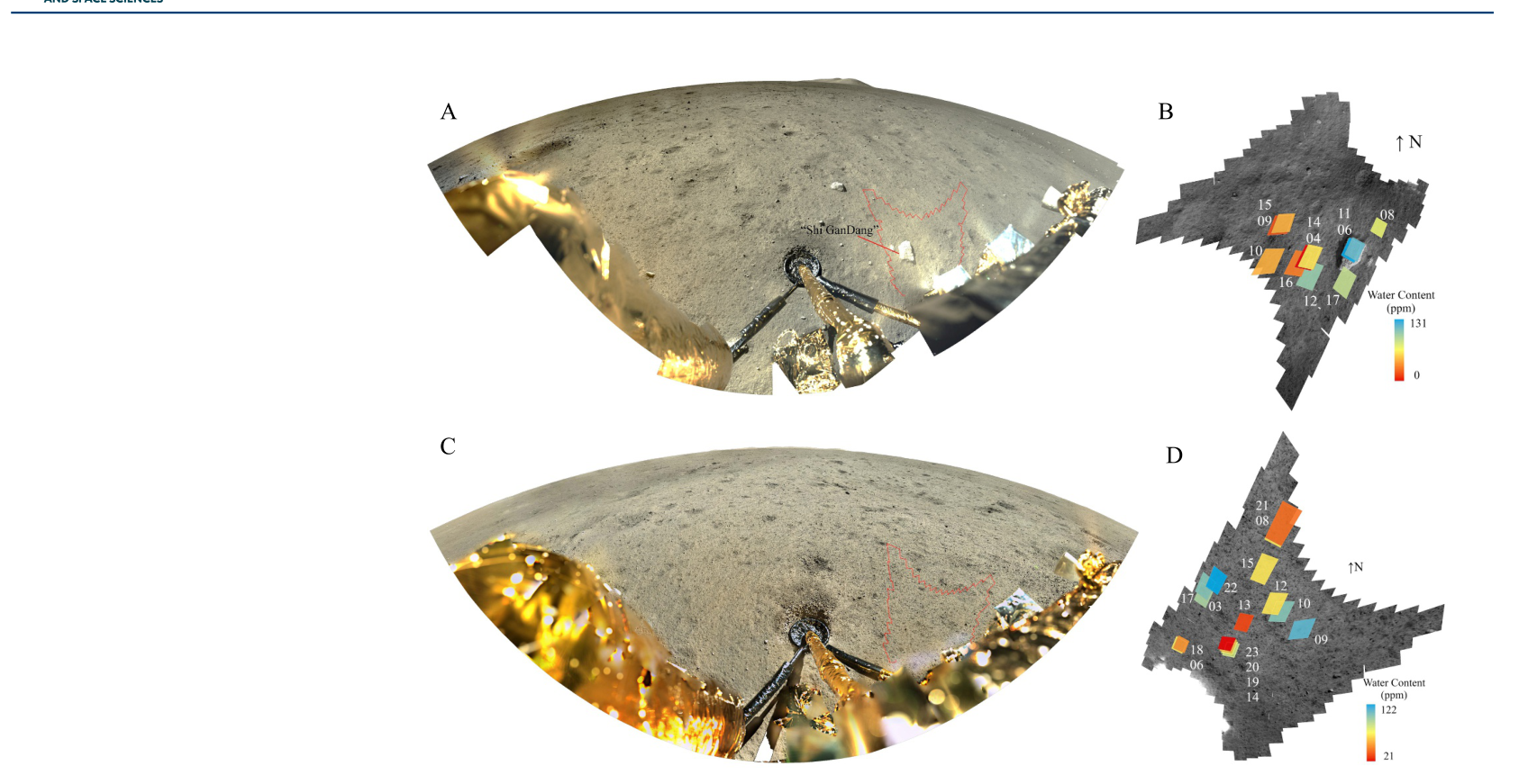 Observation regions of the CE-5 and CE-6 landing sites